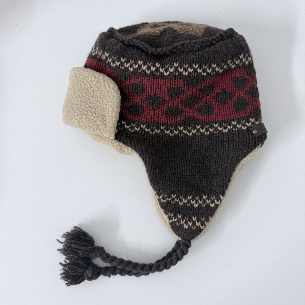 REI Wool Blend Nordic Trapper Hat Sherpa Lined Earflap Beanie Gorpcore Fair Isle - Picture 11 of 16